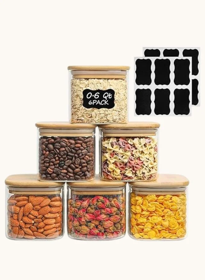 كازا كيسيرا عبوة من  برطمانات تخزين زجاجية مربعة كبيرة  مل بأغطية محكمة الإغلاق للمعكرونة والدقيق والمعكرونة ومستلزمات المطبخ